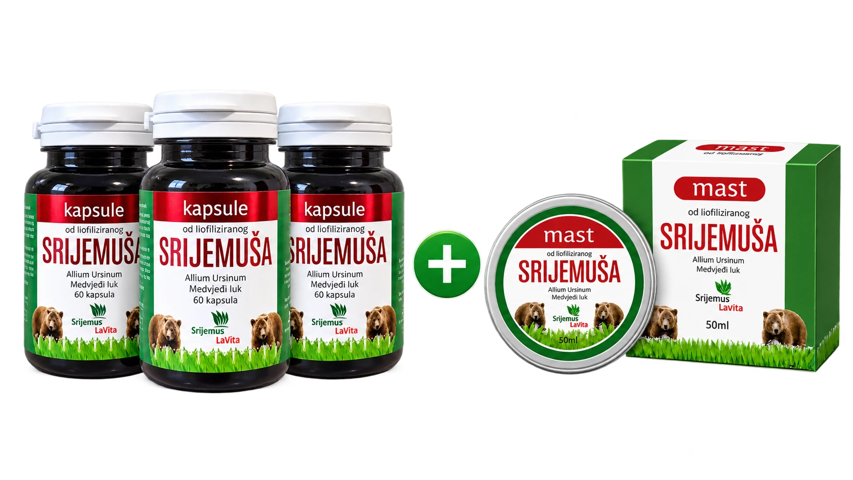 3 pakovanja Srijemuš kapsula plus gratis mast 50 ml